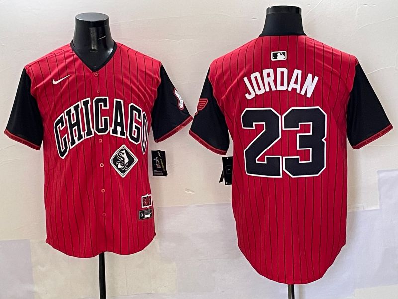 Men Chicago White Sox #23 Jordan Red Stripe Joint Name Nike 2025 MLB Jersey style 44->chicago white sox->MLB Jersey